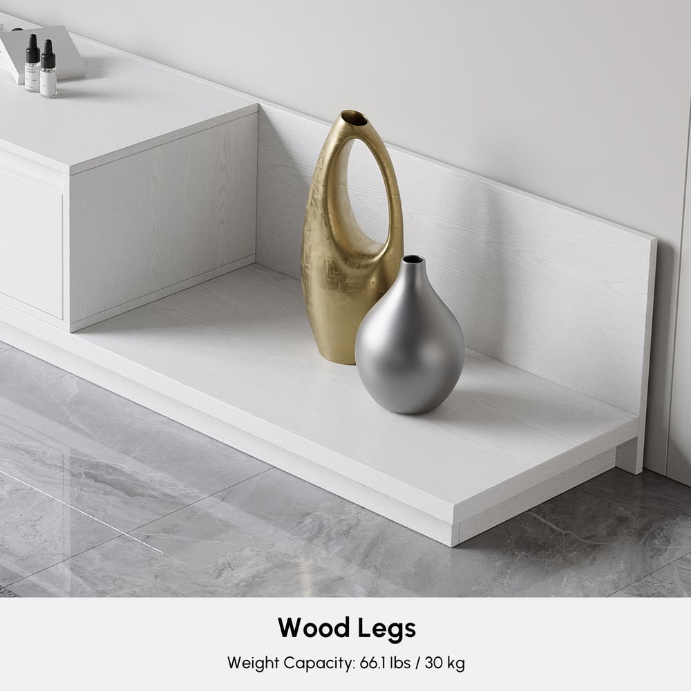 Fero White Extendable TV Stand with 2 Drawers(47"-79") window image