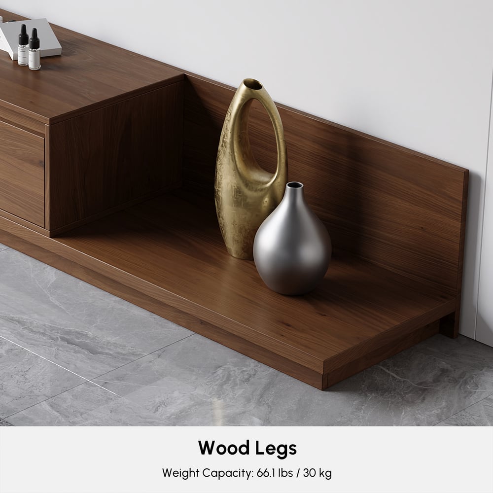 Fero Walnut Extendable TV Stand with 2 Drawers(47"-79") window image