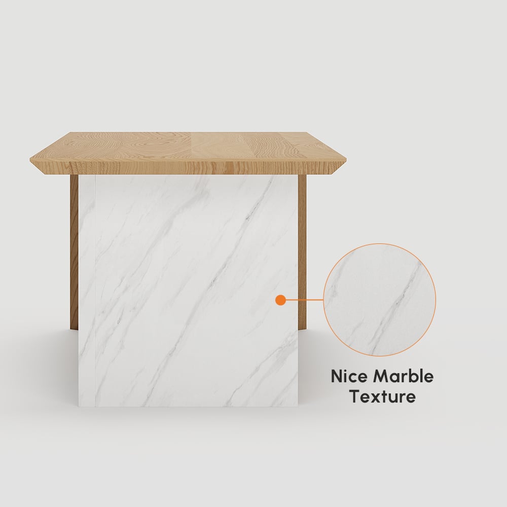 Modern White & Natural Home Office Desk with Movable File Cabinet (59.8") window image