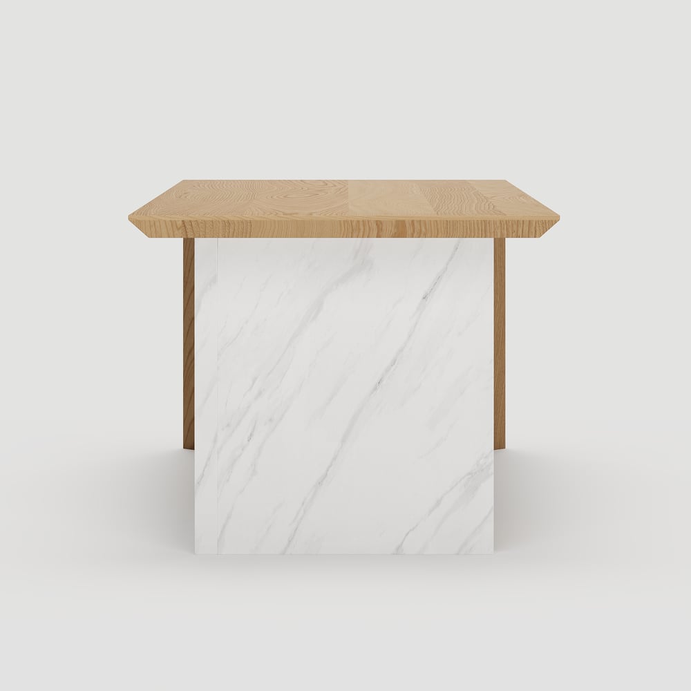 Modern White & Natural Home Office Desk with Movable File Cabinet (59.8") window image