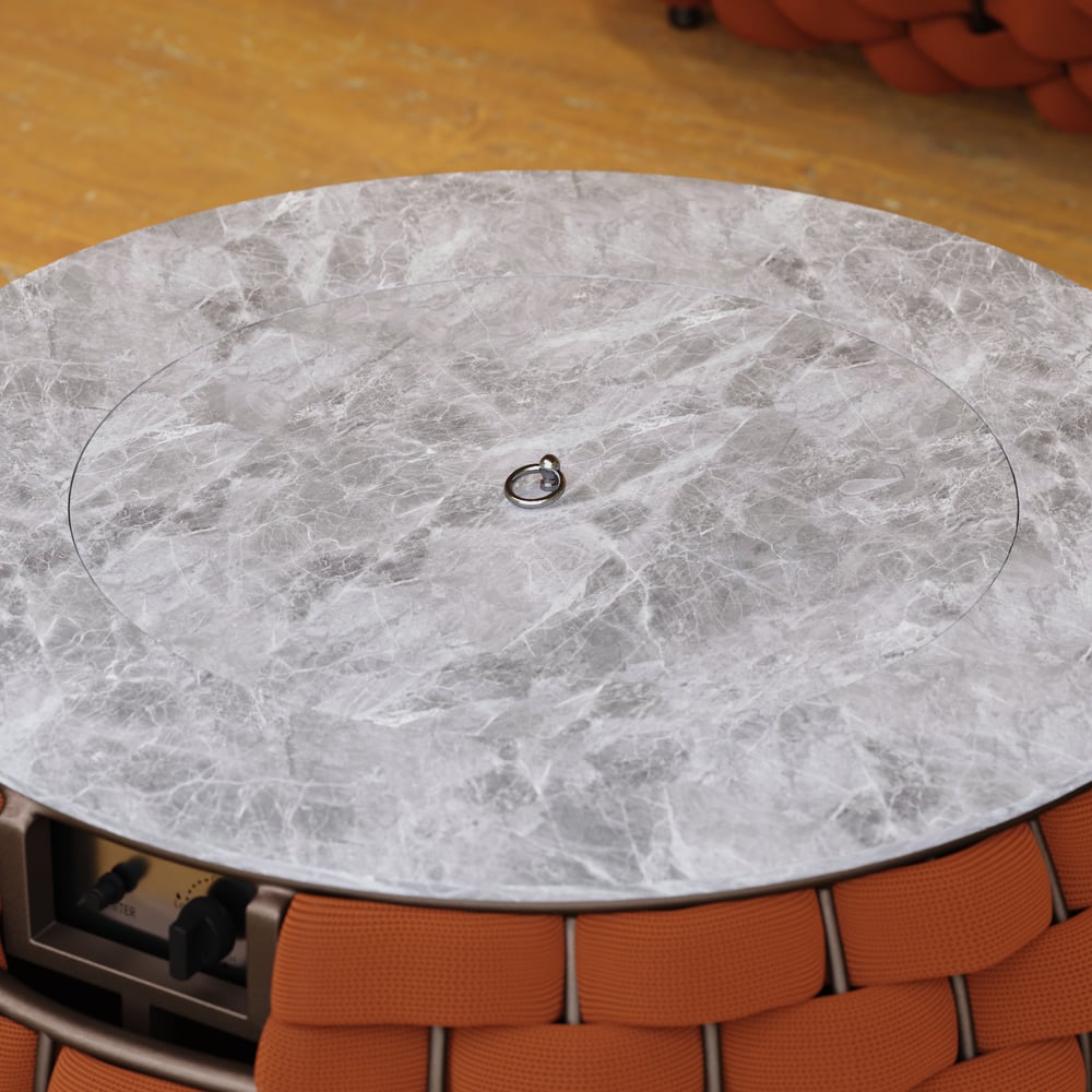 Tatta Weave Round Smokeless Propane Fire Pit in Orange window image