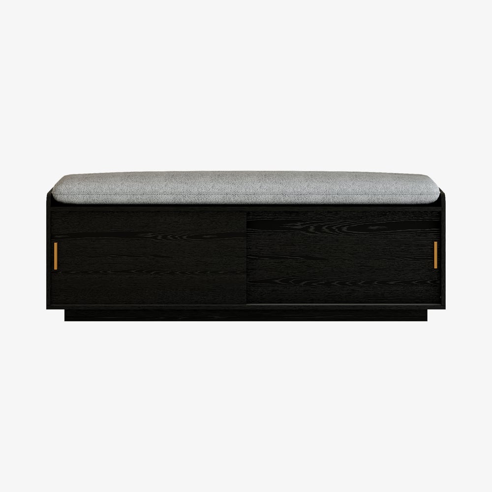 Black Shoe Storage Bench with Cushion window image