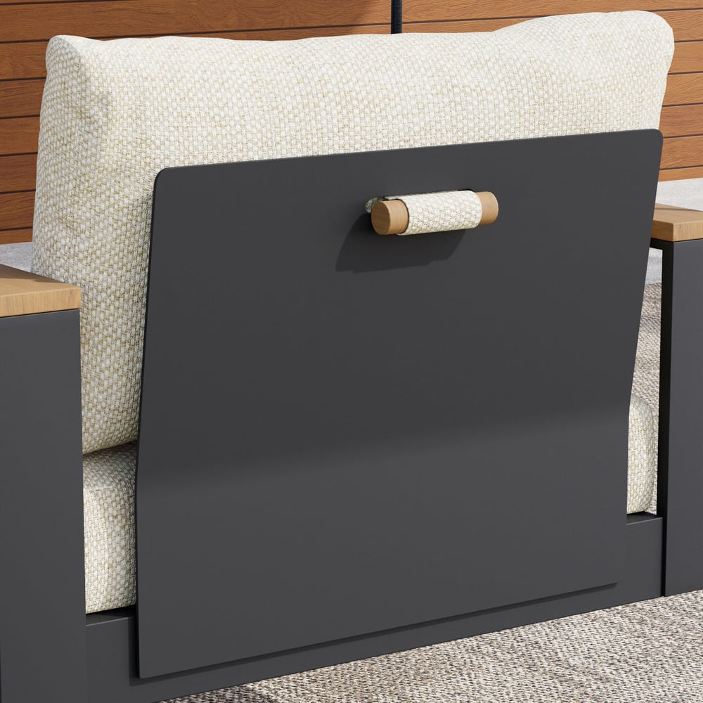 Axis Outdoor Swing Sofa in Matte Gray Aluminum with Cushion window image