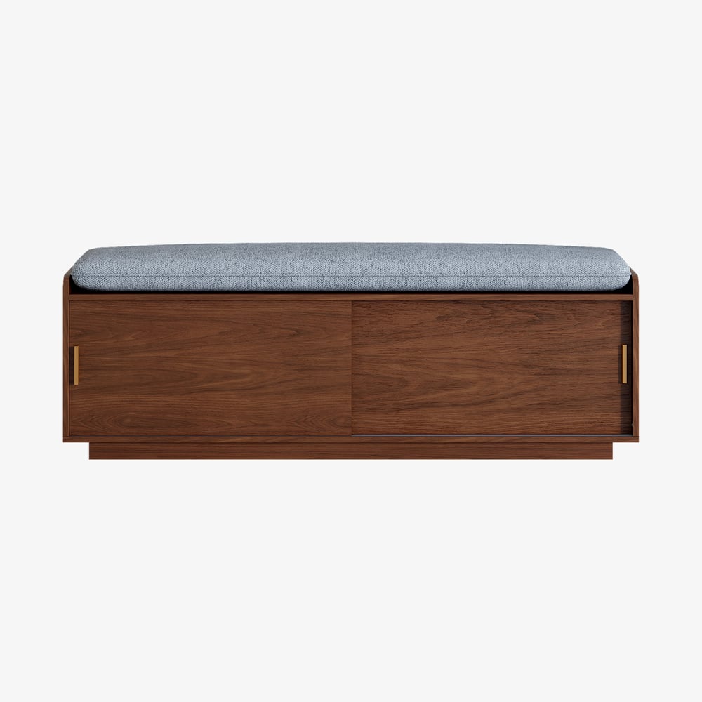 Walnut Shoe Storage Bench with Cushion window image