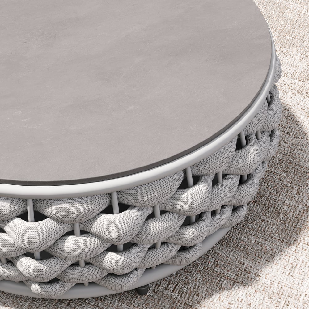 Tatta 4 Pieces Woven Rope Outdoor Swivel Sofa Set 360 Degree Rotatable with Coffee Table window image