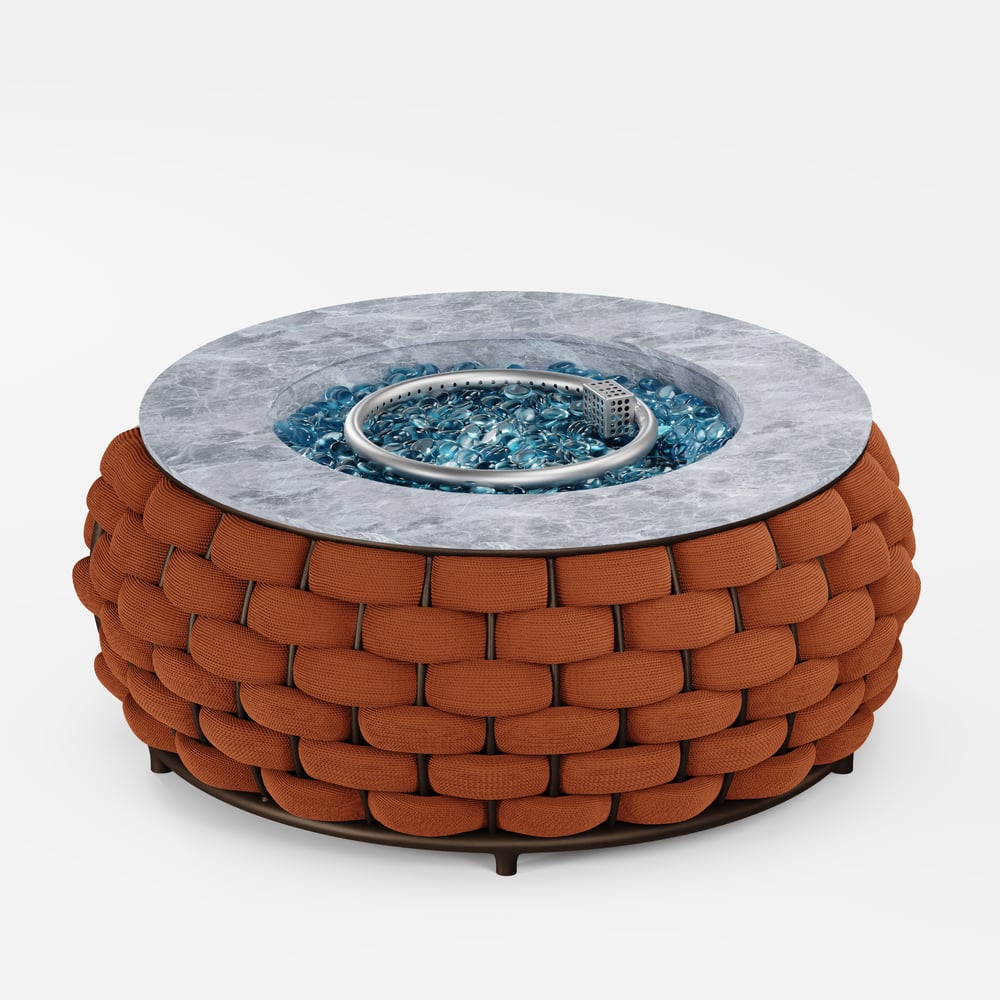 Tatta Weave Round Smokeless Propane Fire Pit in Orange window image
