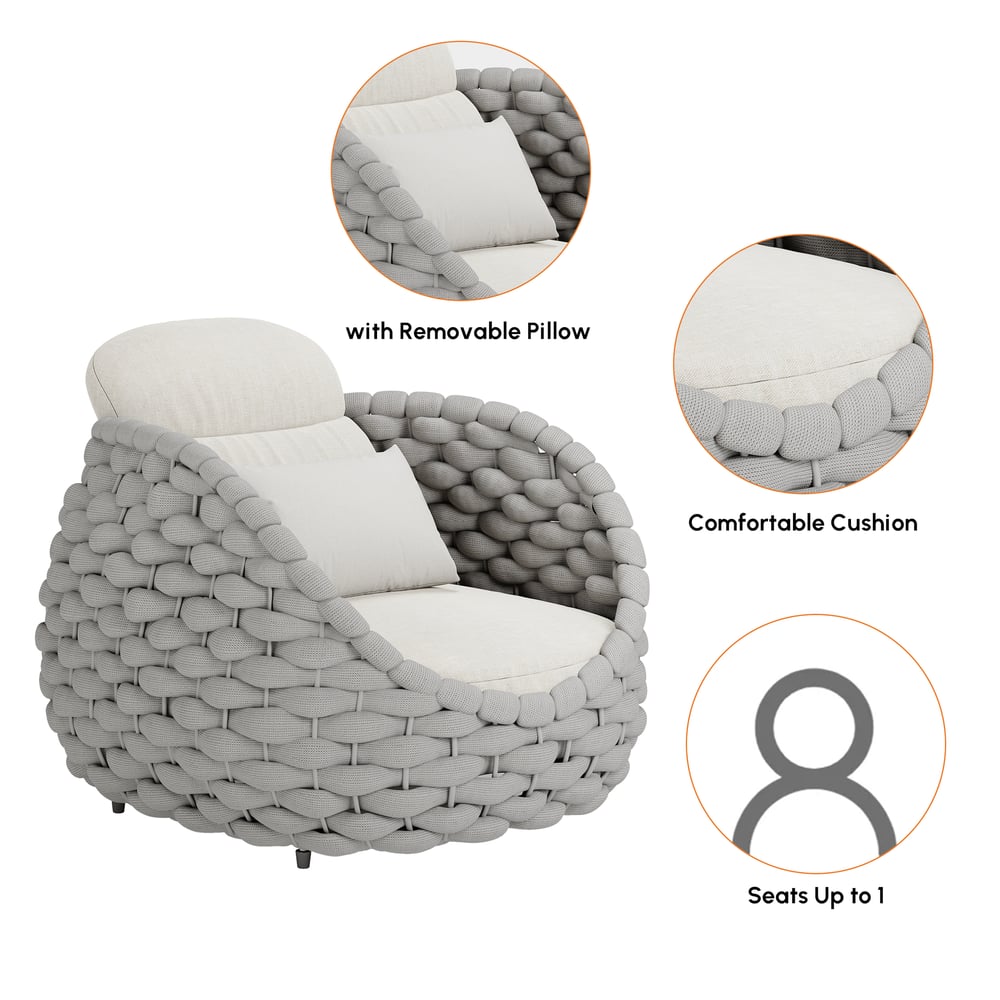 Tatta 4-Person Woven Rope Outdoor Sofa Set with Faux Marble Top Coffee Table window image