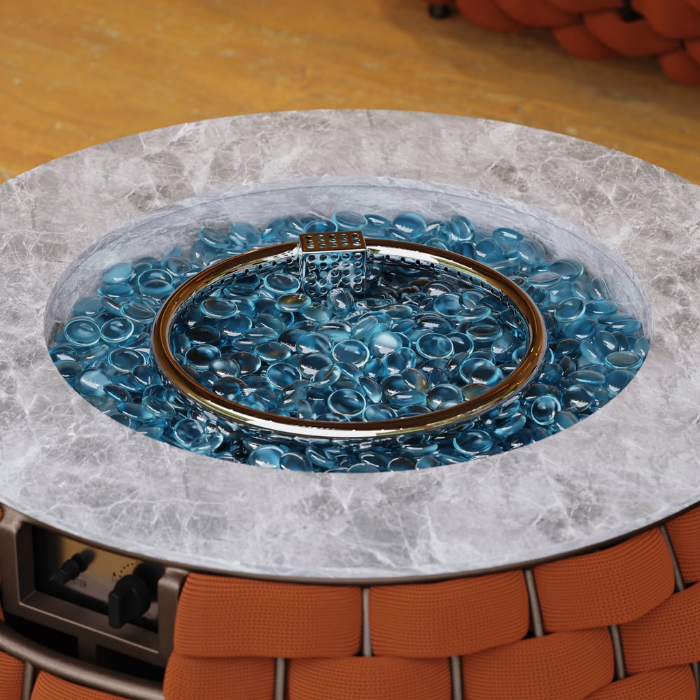 Tatta Weave Round Smokeless Propane Fire Pit in Orange window image