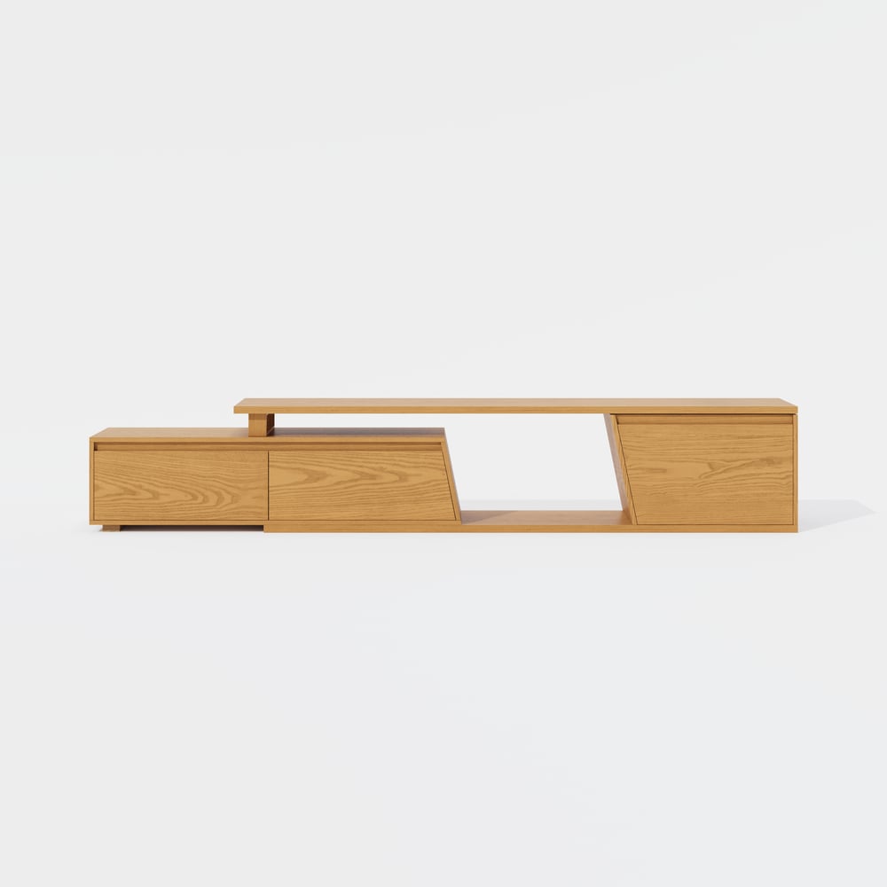 Fero TV Stand Set of Wood Natural Extendable TV Stand & Rectangular Coffee Table window image