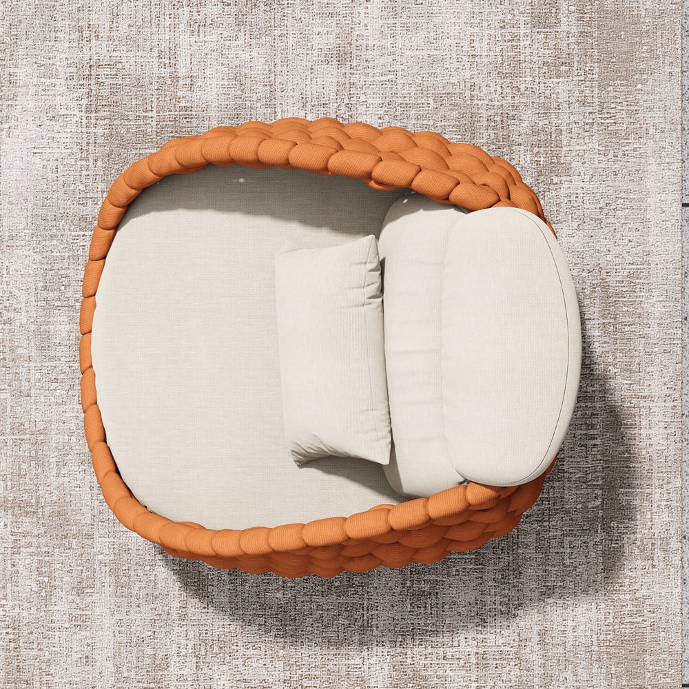 Silla de exterior con cuerda tejida, impermeable, para patio y patio, color naranja, con cojín imagen de ventana