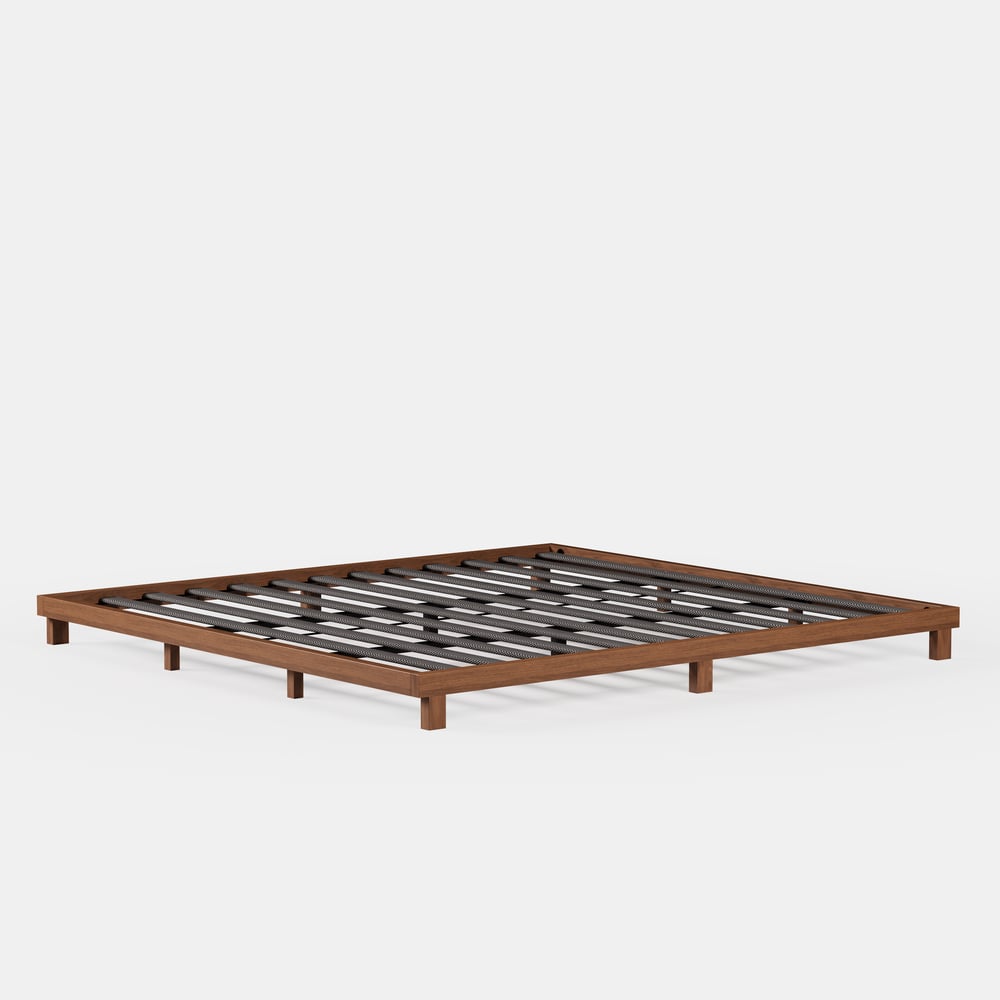 Japanese Style Walnut King Floor Bed window image