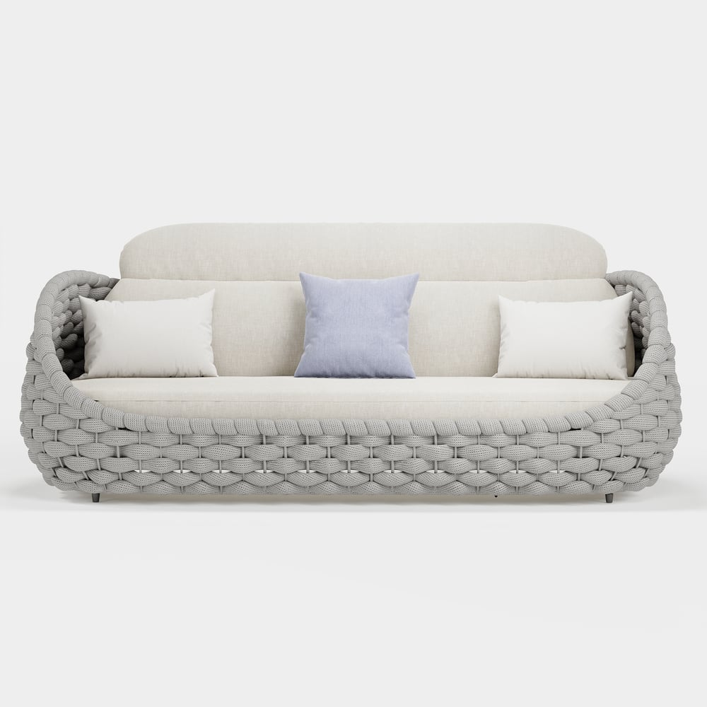 Tatta 4 Pieces Woven Rope Outdoor Swivel Sofa Set 360 Degree Rotatable with Coffee Table window image