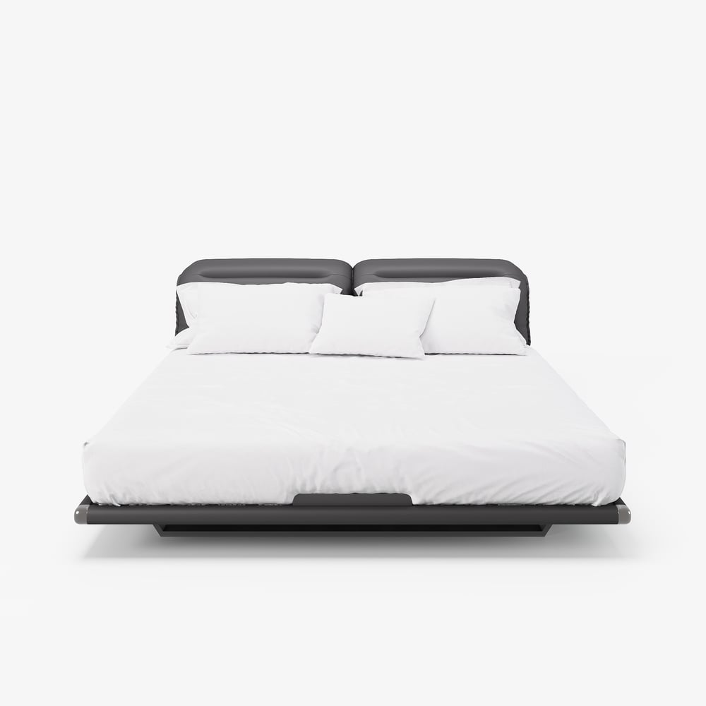 Modern King Size Floating Bed Frame with Light & Adjustable Headboard window image