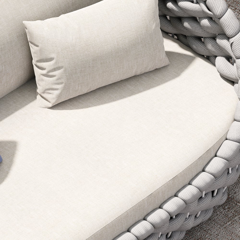 Tatta 4 Pieces Woven Rope Outdoor Swivel Sofa Set 360 Degree Rotatable with Coffee Table window image