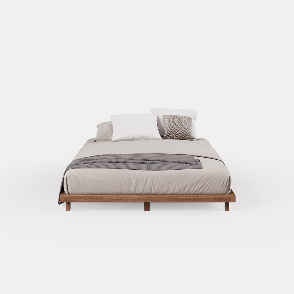 Lit de sol en noyer de style japonais 140 x 200 cm image de fenêtre