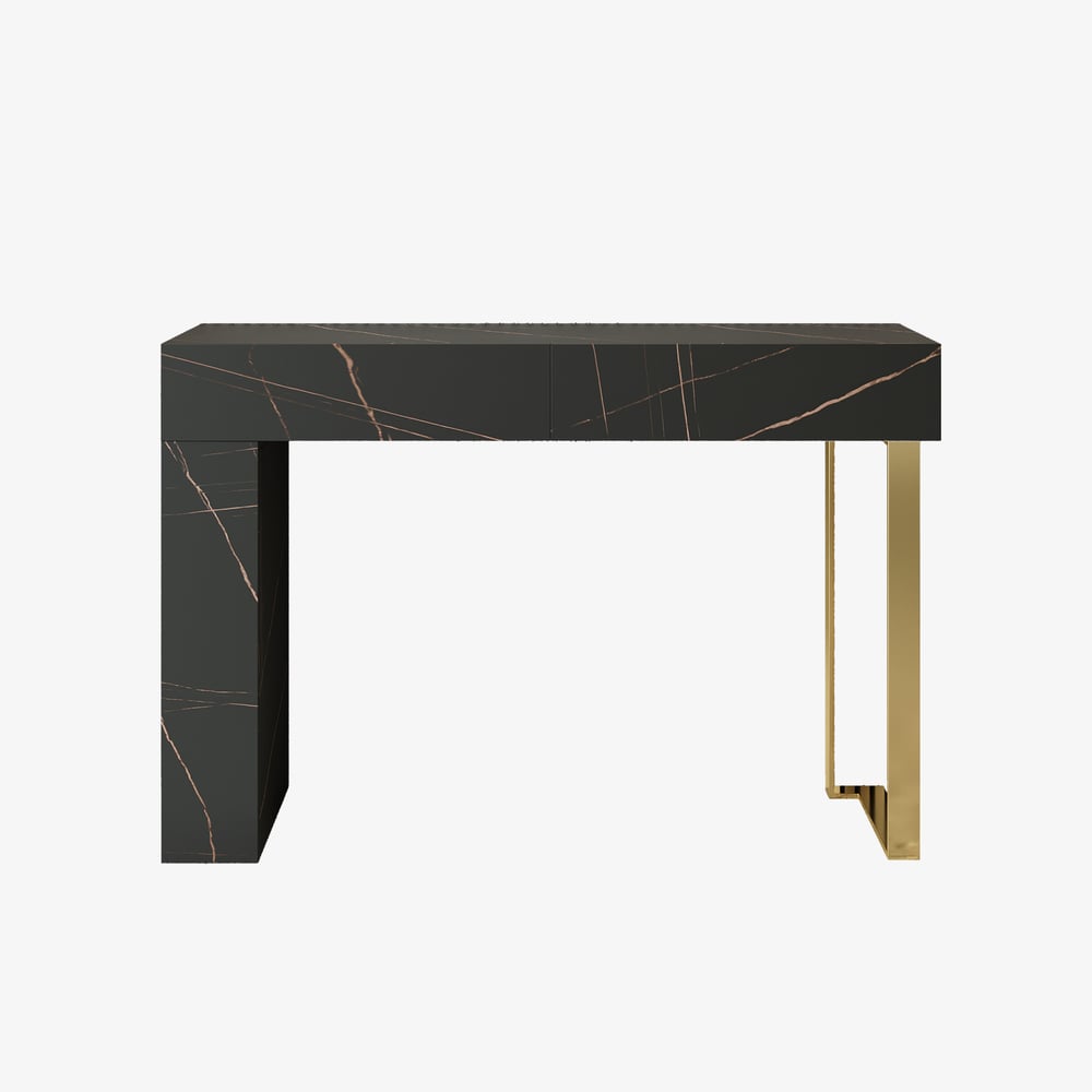 47.2" Black Console Table Modern Rectangle Accent Table For Entryway with 2 Drawers window image