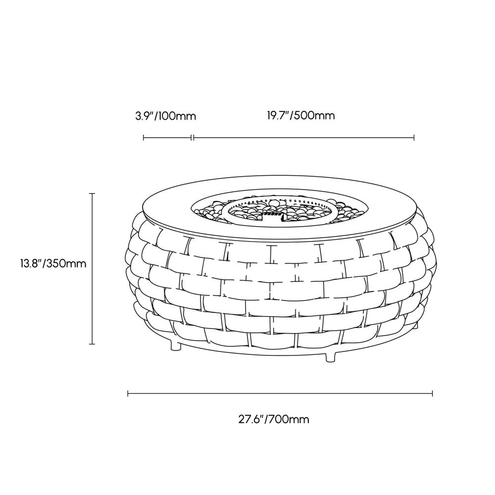 Tatta 3-Pieces Winter Outdoor Smokeless Fire Pit Set with 2 Rotatable Chairs weights dimensions image