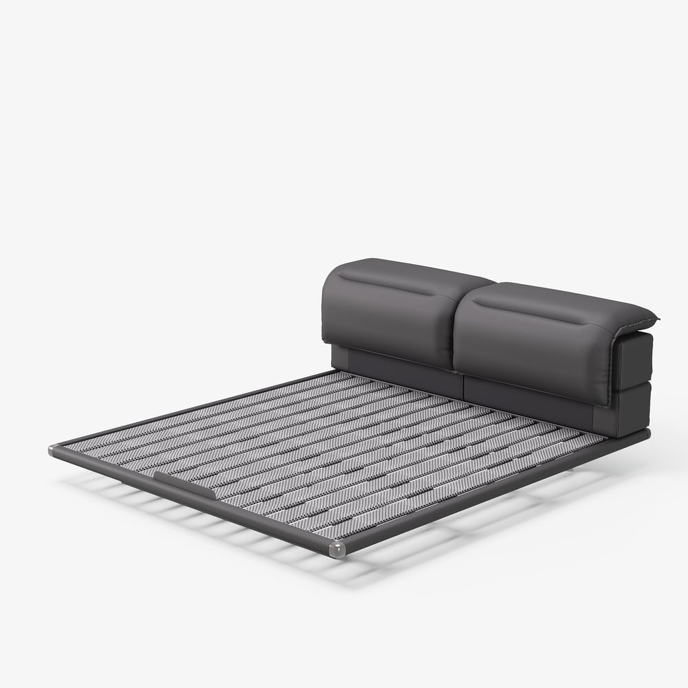 Modern Leather King Size Floating Bedroom Set with Light & Adjustable Headboard window image