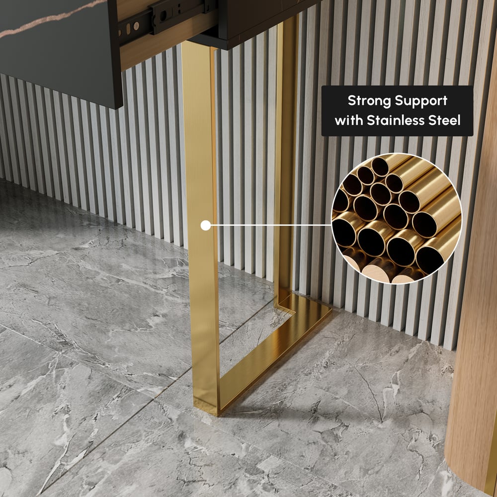 47.2" Black Console Table Modern Rectangle Accent Table For Entryway with 2 Drawers window image