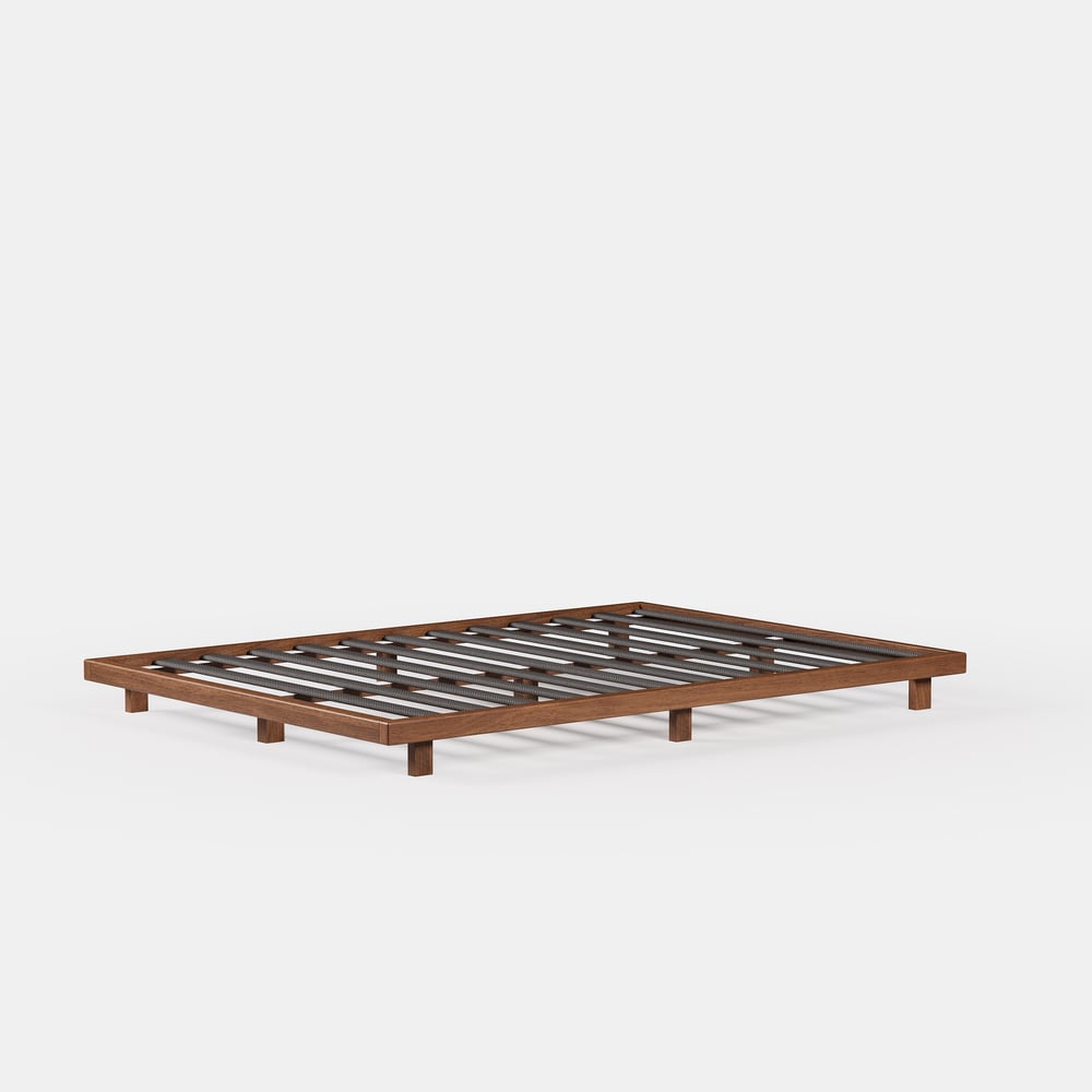 Lit de sol en noyer de style japonais 140 x 200 cm image de fenêtre