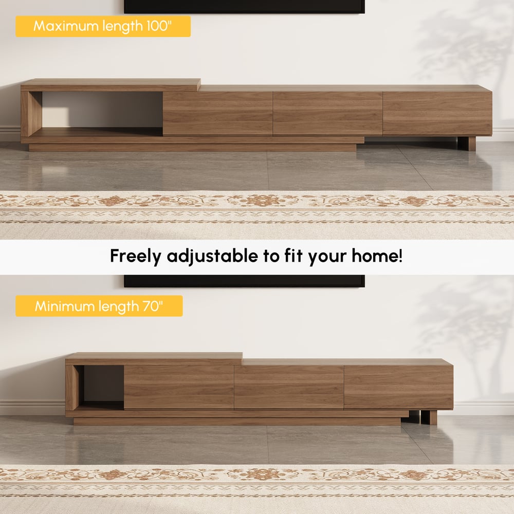 Quoint Extendable Walnut TV Stand with 3 Drawers(1800mm-2540mm) window image