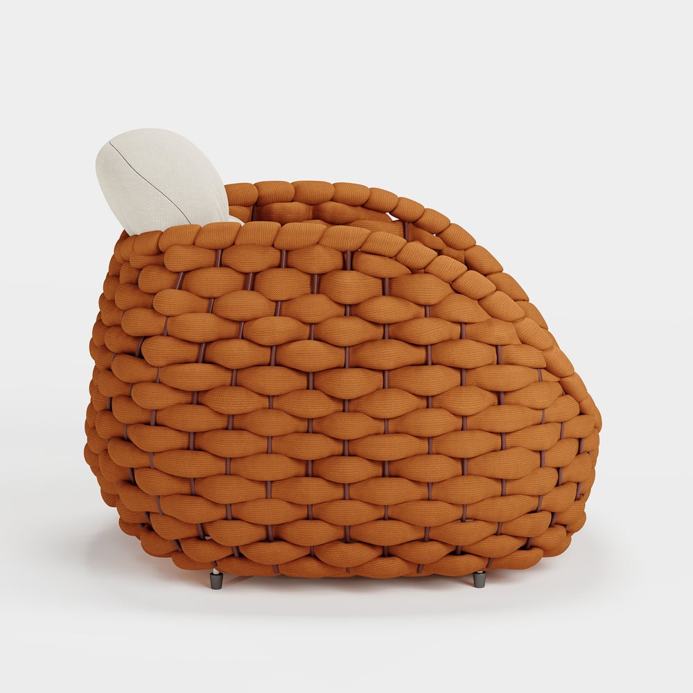 Silla de exterior con cuerda tejida, impermeable, para patio y patio, color naranja, con cojín imagen de ventana