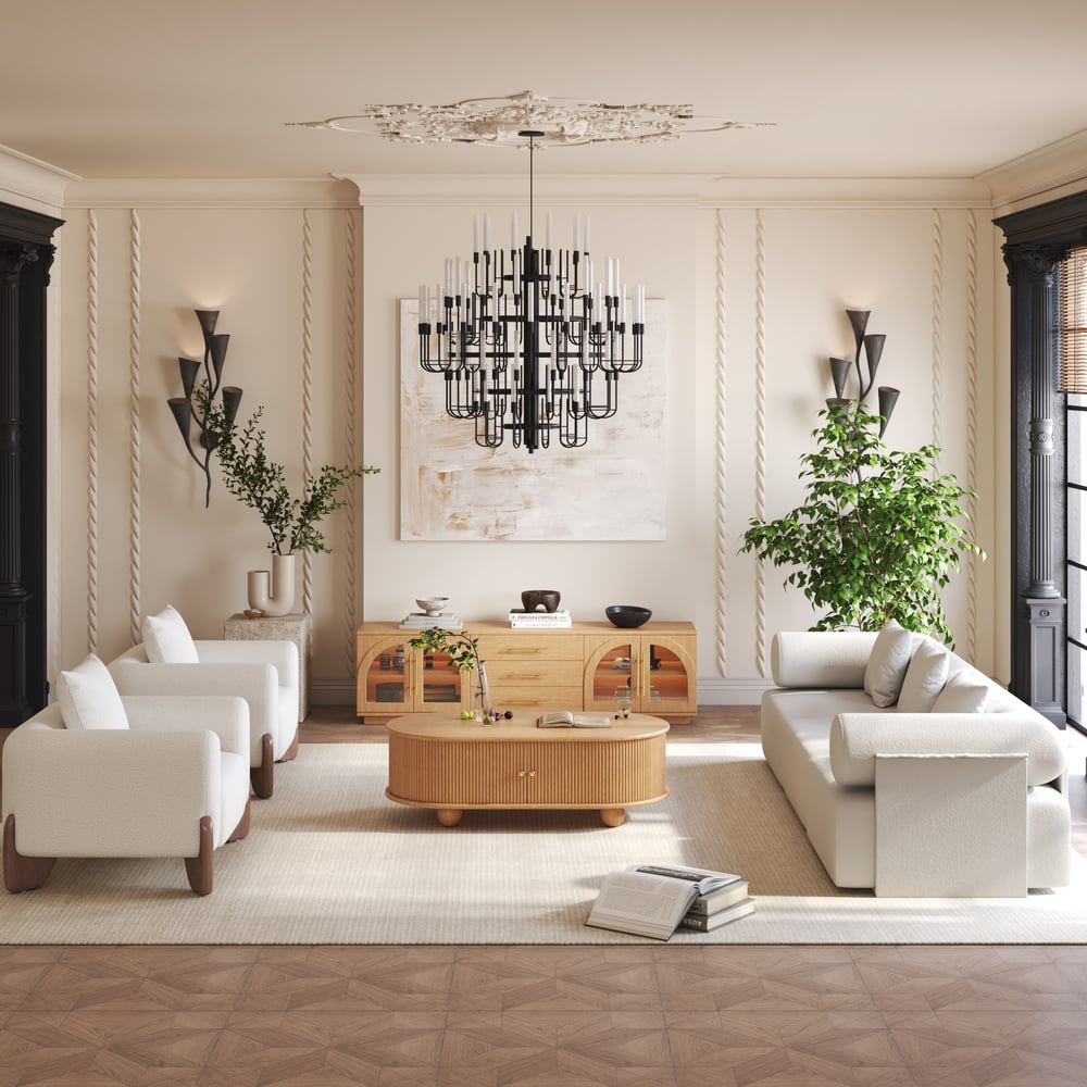 Arune 1830mm Arched Glass Doors TV Stand with Storage and LED window image