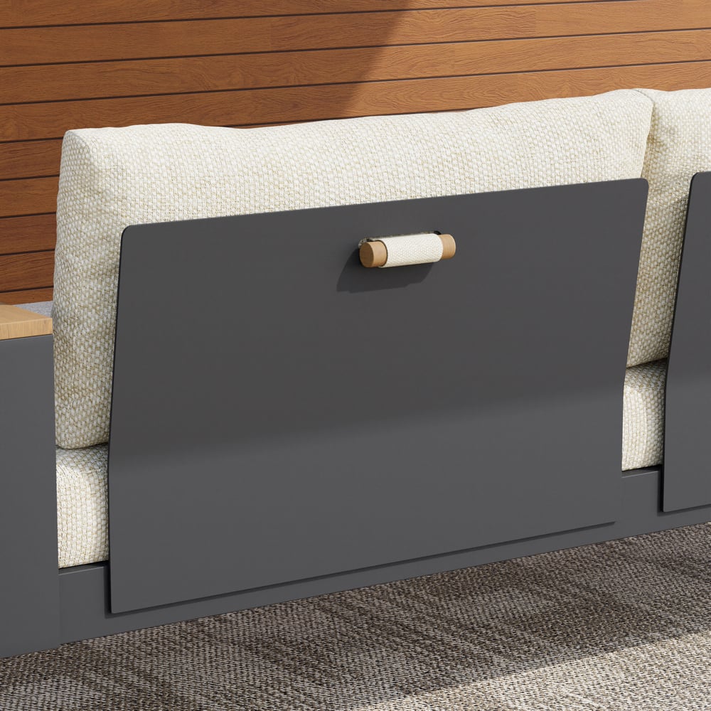 Axis Outdoor Hanging Daybed in Beige Aluminum with Cushion window image