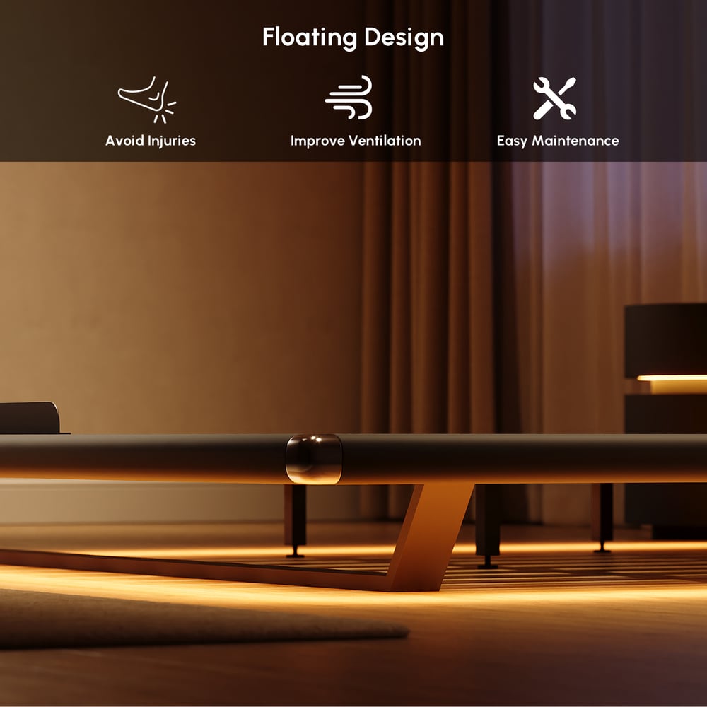 Modern Leather King Size Floating Bedroom Set with Light & Adjustable Headboard window image