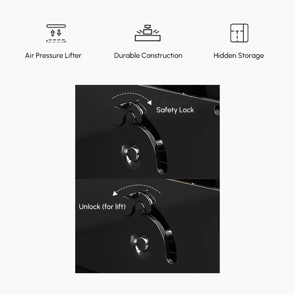 Modern Multi-functional Coffee Table Extendable with Storage & Lift Top in Black window image