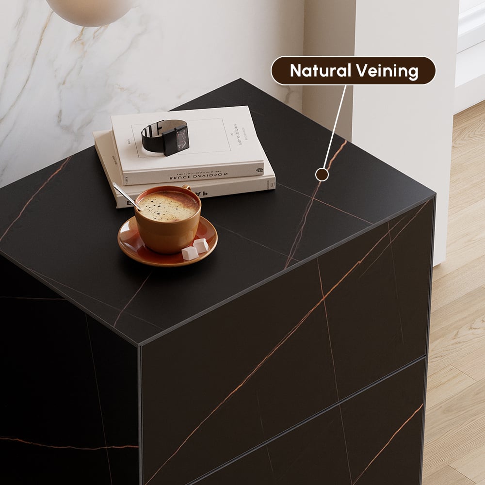 24" Sintered Stone 2-Drawer Floor Nightstand Set of 2 window image