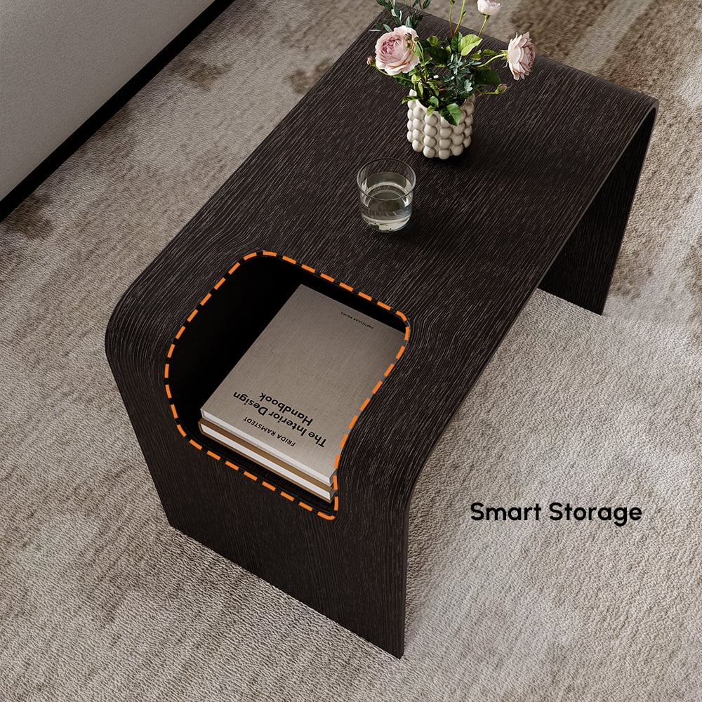 C-Shaped Black Convertible Wood Side Table with Storage window image