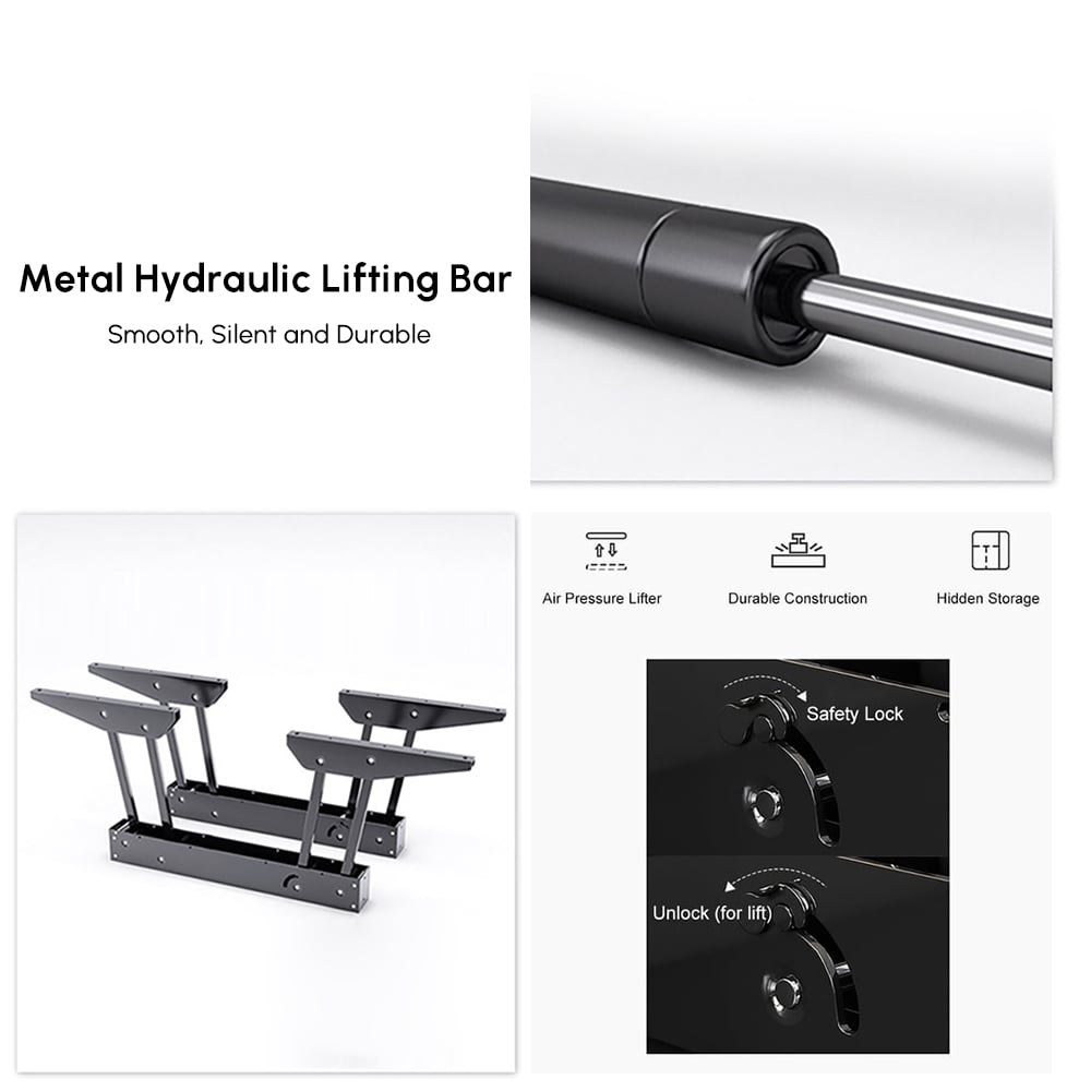 Modern Multi-functional Coffee Table Extendable with Storage & Lift Top in Black window image