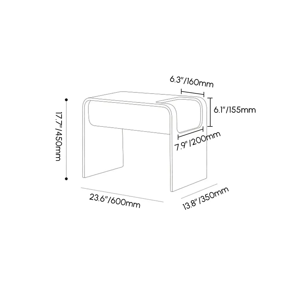 C-Shaped Black Convertible Wood Side Table with Storage weights dimensions image
