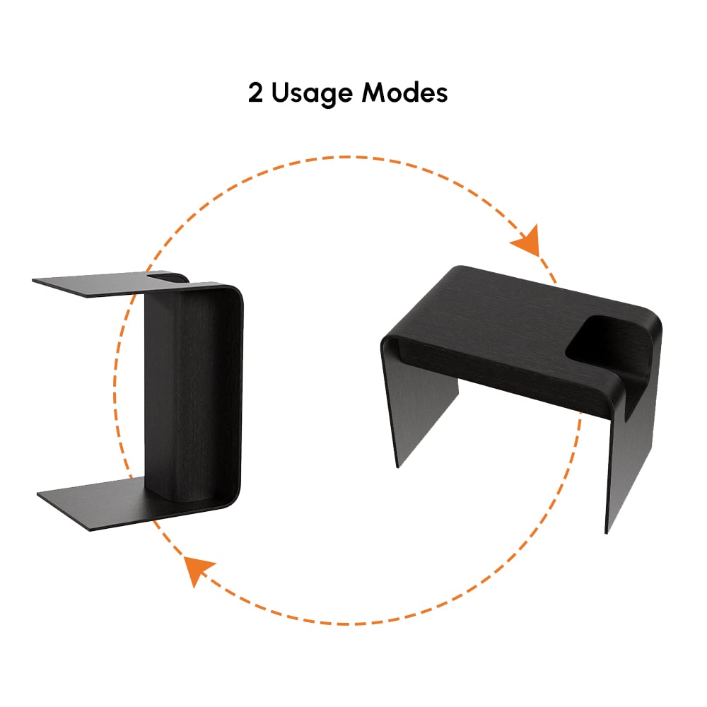 C-Shaped Black Convertible Wood Side Table with Storage window image