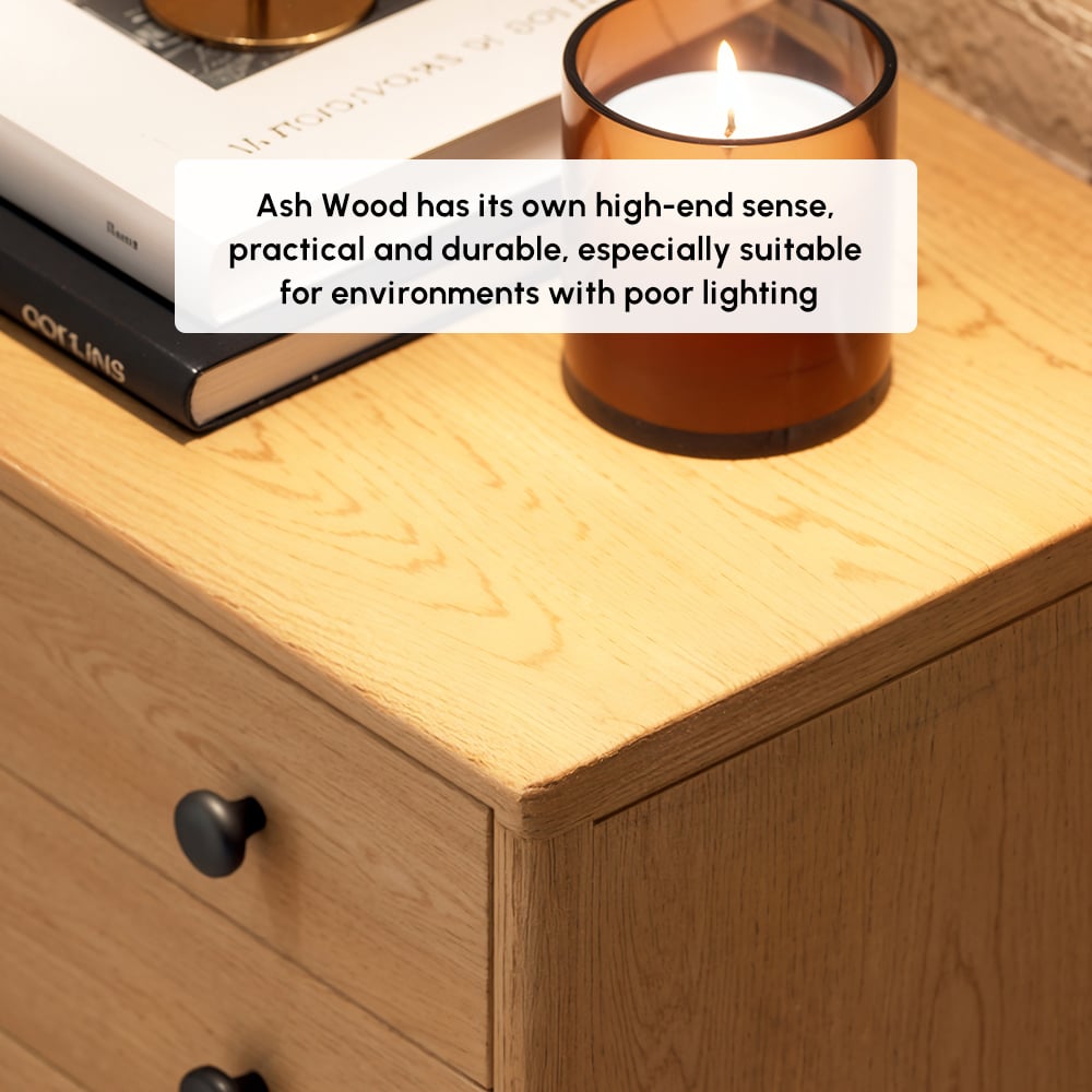 Tanic Mid Century Modern Chest Cabinet with Storage 3 Drawers of Ash Wood window image