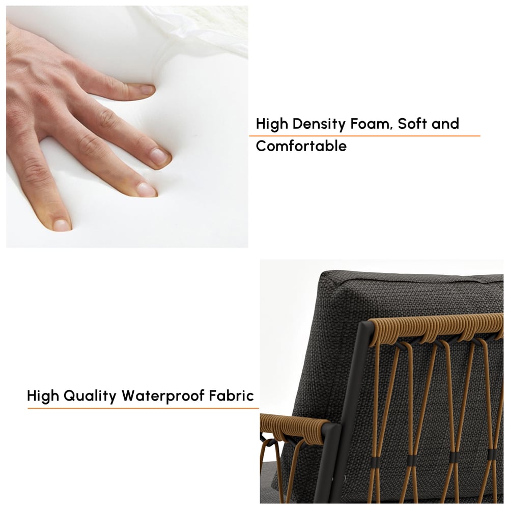 Ropipe Outdoor Swivel Chair with Hand Woven Rope in Dark Gray window image