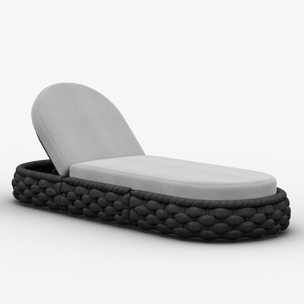 Tatta Woven Rope Outdoor Dark Gray Adjustable Patio Chaise Lounge window image