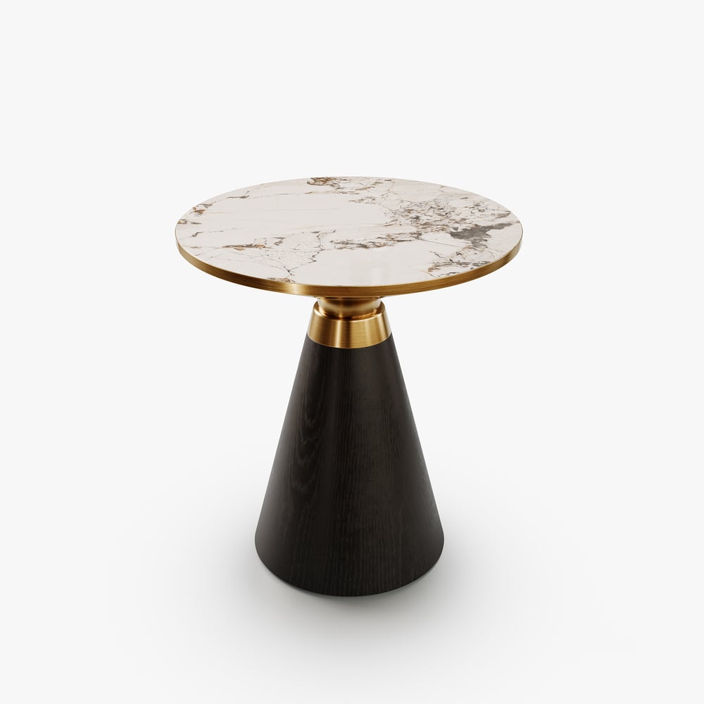 Round Black End Table with Sintered Stone Top window image