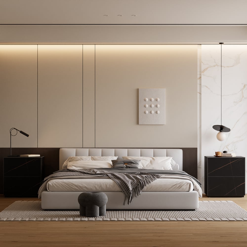 24" Sintered Stone 2-Drawer Floor Nightstand Set of 2 window image