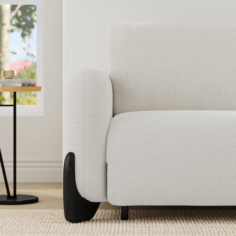 83" Curva Queen 3-Seater Boucle Pop Up Sleeper Sofa with Mattress window image