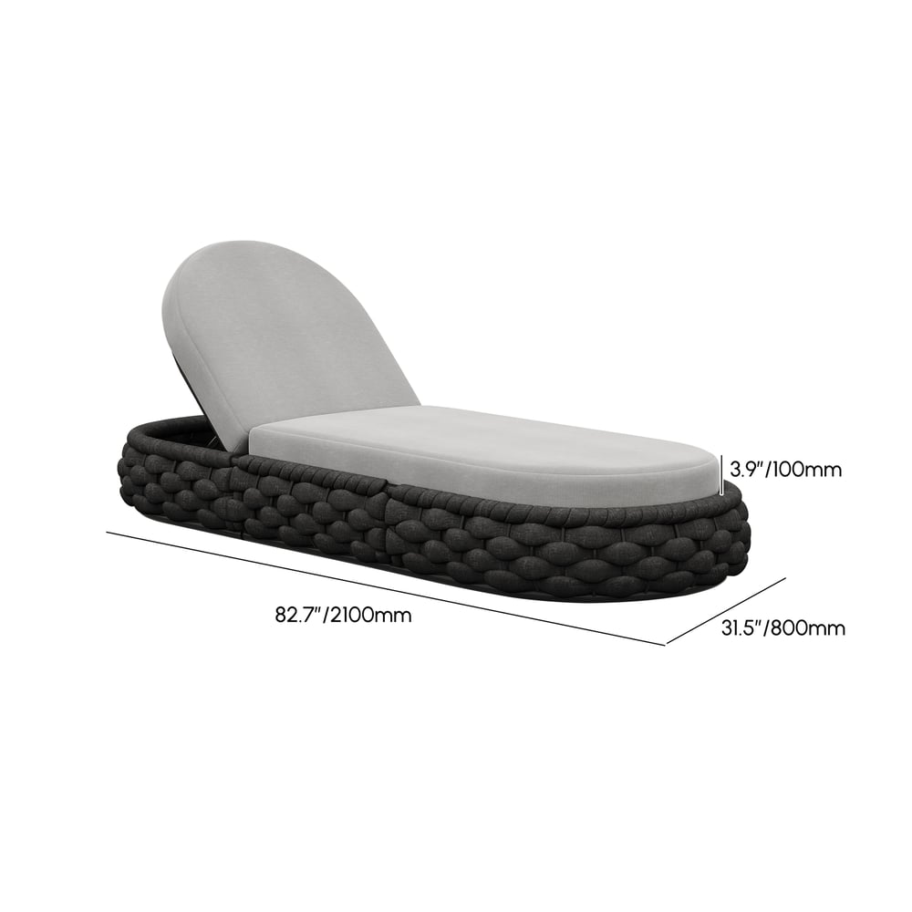 Tatta Woven Rope Outdoor Dark Gray Adjustable Patio Chaise Lounge weights dimensions image