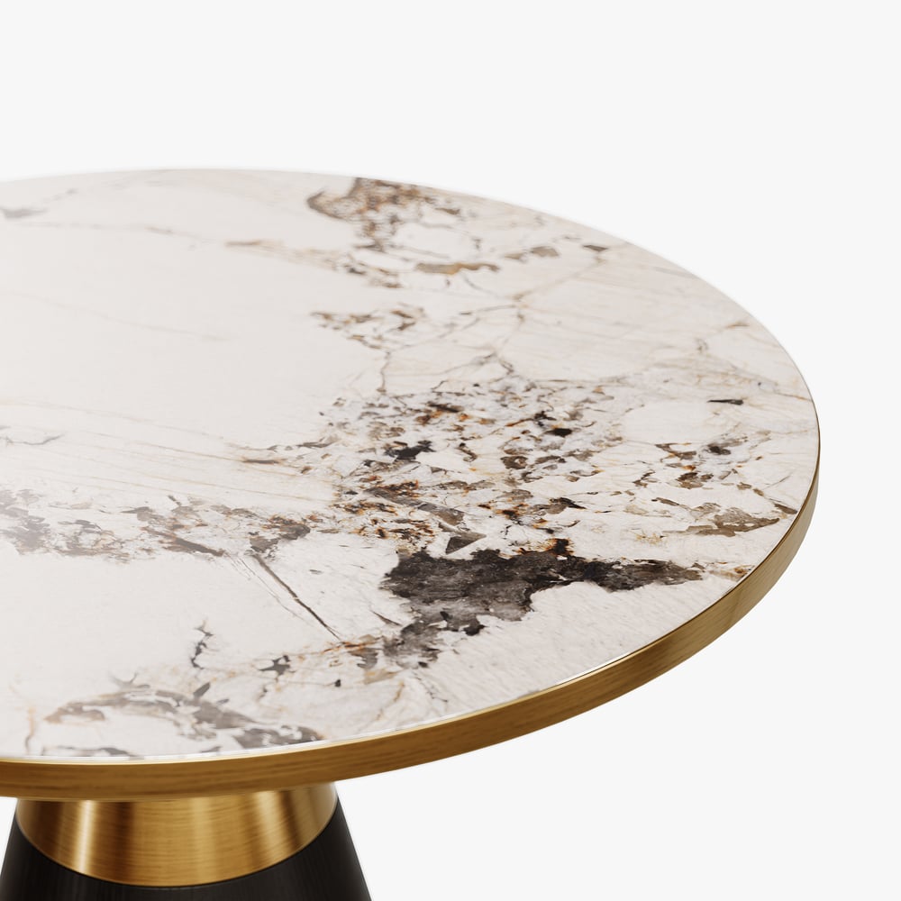 Round Black End Table with Sintered Stone Top window image