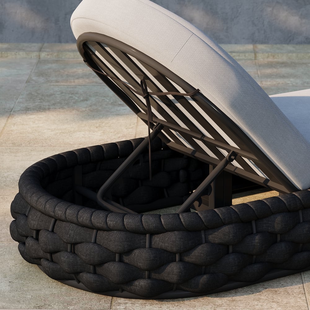 Tatta Woven Rope Outdoor Dark Gray Adjustable Patio Chaise Lounge window image