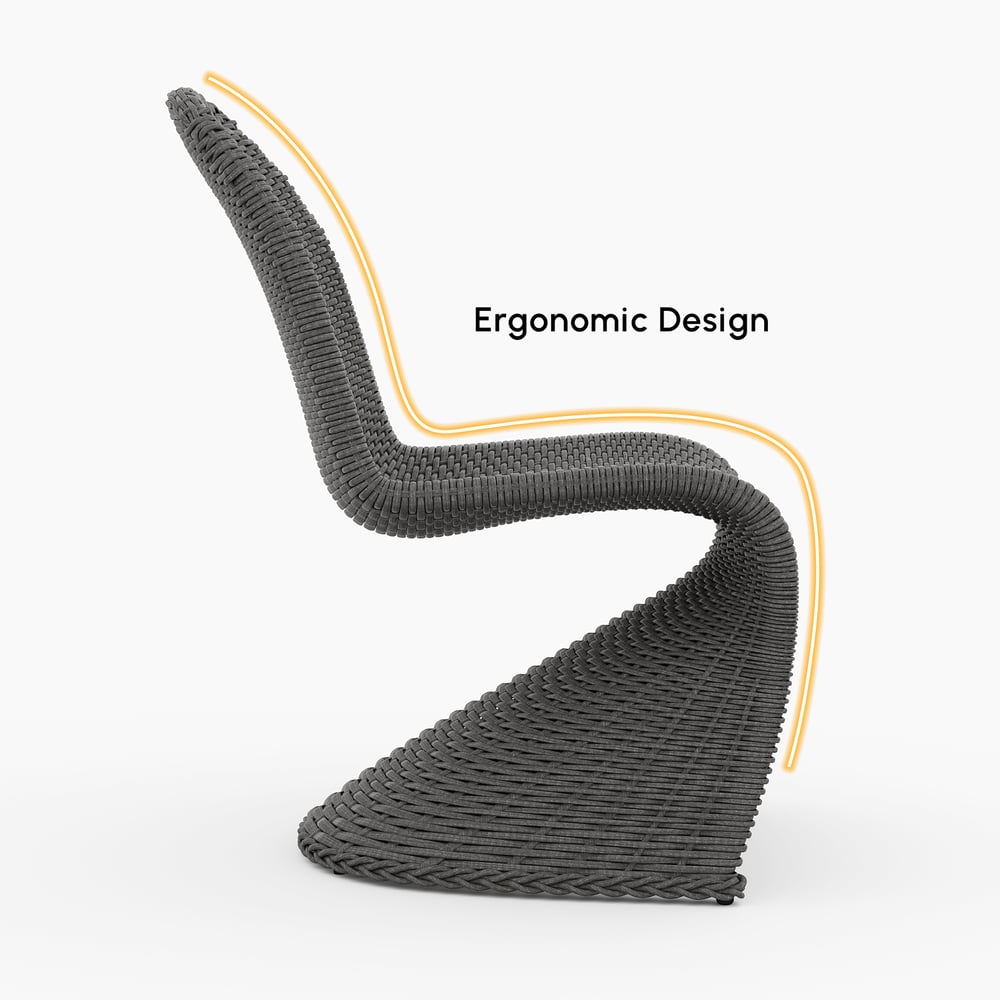 2 Pieces Coastal Aluminum & Woven Rattan Outdoor Patio Dining Chair Set in Dark Gray window image