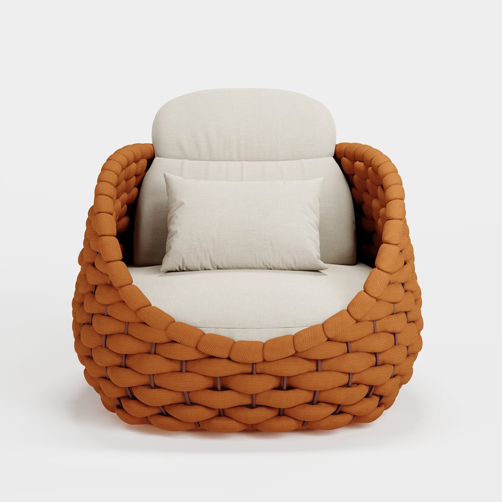 Tatta Outdoor Woven Rope Rotatable Swivel Base Chair window image