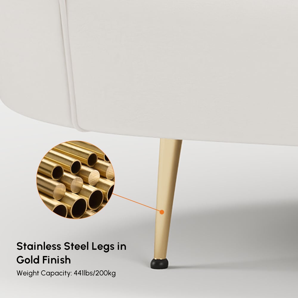 1600mm Modern White Velvet Upholstered Large 2-Seater Curved Sofa window image