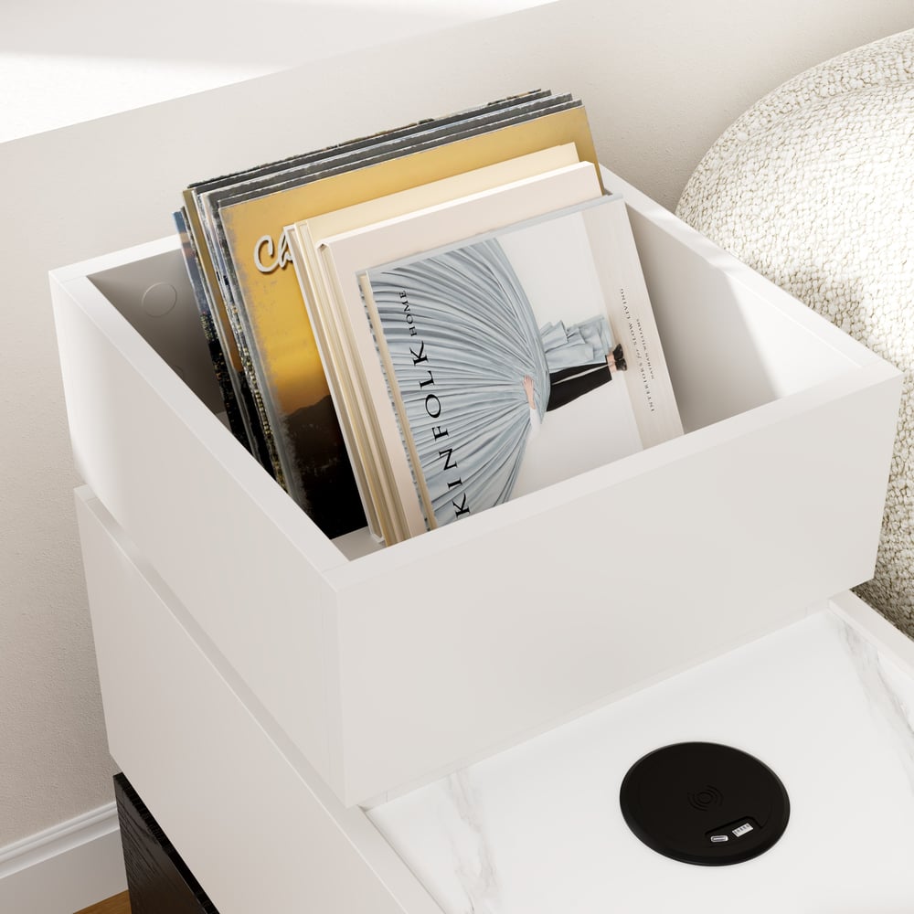 Sintered Stone Top Narrow Smart Side Table with Storage window image