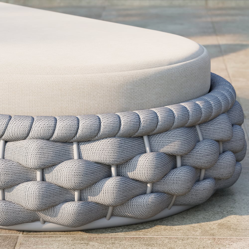 Tatta Woven Rope Outdoor Light Gray Adjustable Patio Chaise Lounge window image