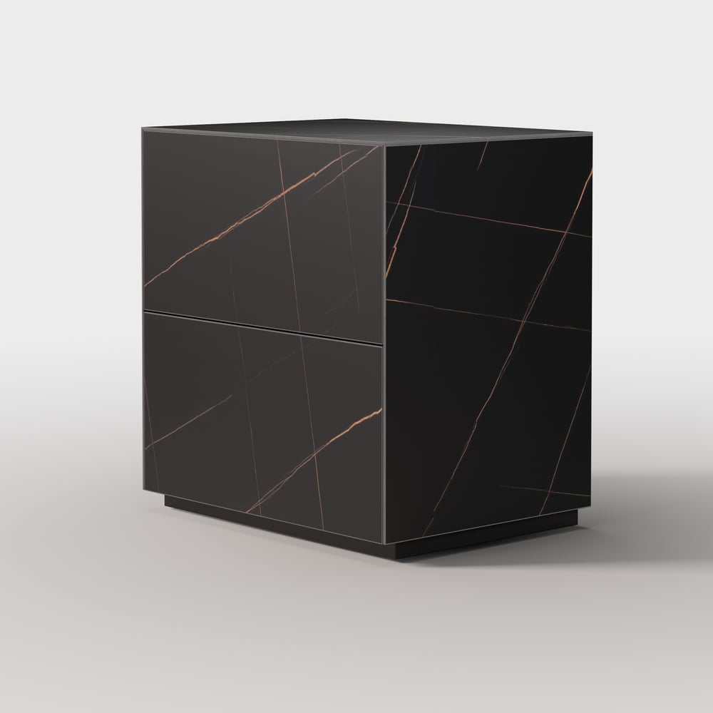 24" Sintered Stone 2-Drawer Floor Nightstand Set of 2 window image